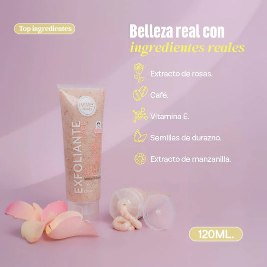 Vive Beauty Exfoliante facial ROSAS y CAFE 120 ml