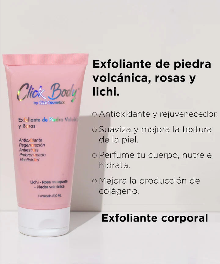 Click Hair Exfoliante Corporal De Piedra Volcanica y Rosas