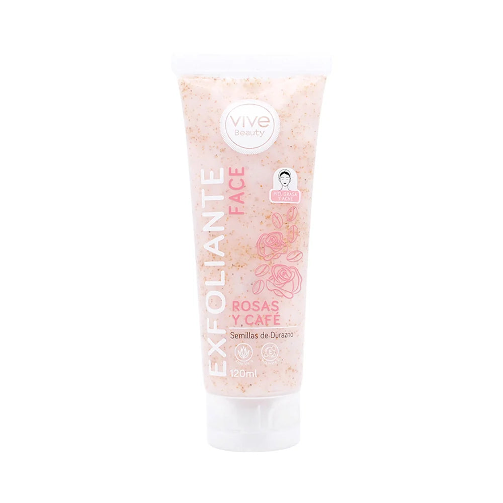 Vive Beauty Exfoliante facial ROSAS y CAFE 120 ml